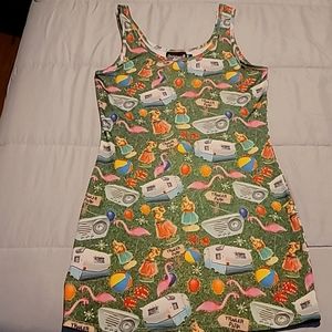 Sourpuss Trailer Park Hula Girl Flamingo Pinup Rockabilly Dress size M